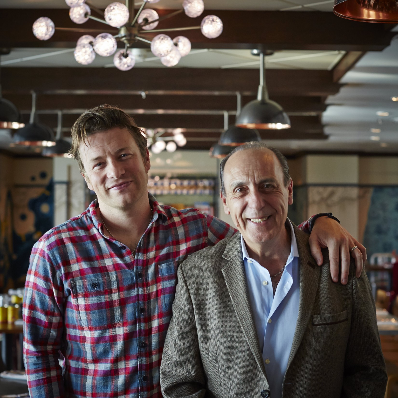 As Quantum of the Seas readied for her maiden voyage, Jamie Oliver (right) and his mentor and partner Gennaro Contaldo met with the Jamie’s Italian kitchen staff and toured the ship.